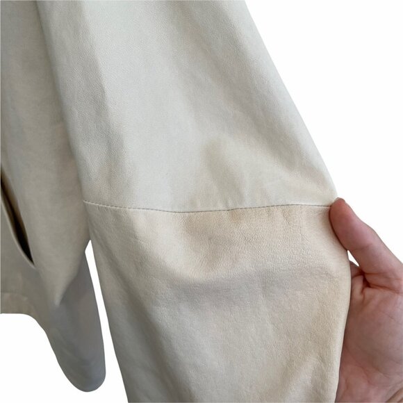 Maria Cornejo Lambskin Leather Full Zip Koya Bomber Jacket Cream Size M - Picture 10 of 12